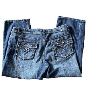 9.8 Premium Embellished Rhinestone Capri Jeans Womens 10 Blue Denim
